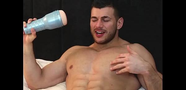  moist asshole fleshlight plunged by muscle hunk